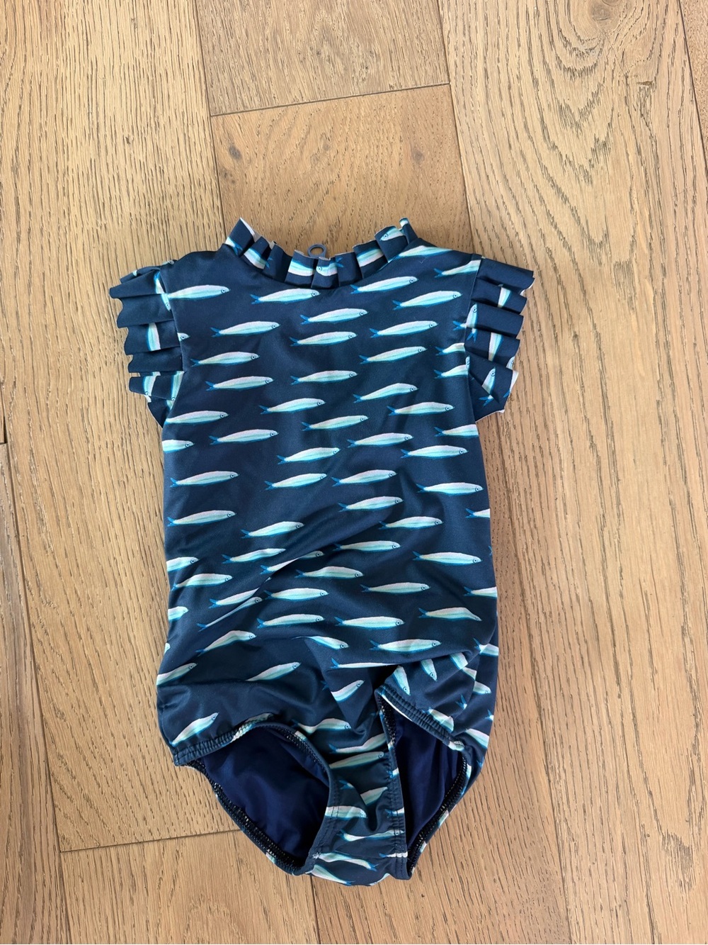 Pepita & Me Girls Toddler Size 2 Blue Sardine Fish Print One-Piece Swimsuit